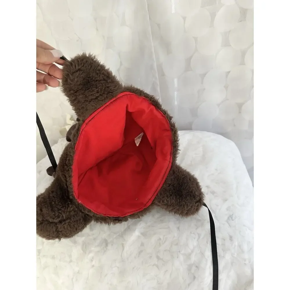 Vintage 80s Brown moose head Fleece hat by the Rocking Horse Company Seattle